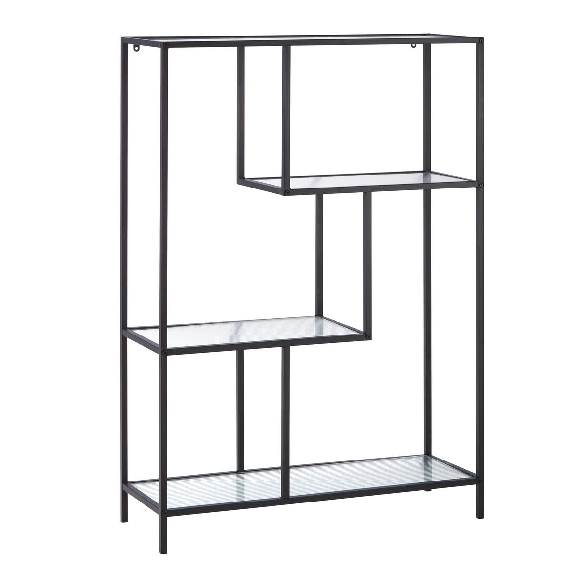 Regal Shine Schwarz - Schwarz, MODERN, Glas/Metall (80/113/30cm) - Mömax