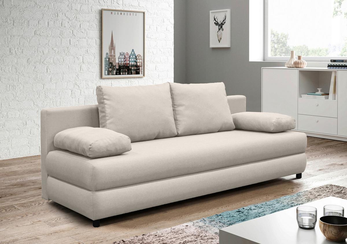 SOFA Z FUNKCJĄ SPANIA MELA - beżowy/czarny, Design, tworzywo sztuczne/tkanina (200/88/87cm) - P & B