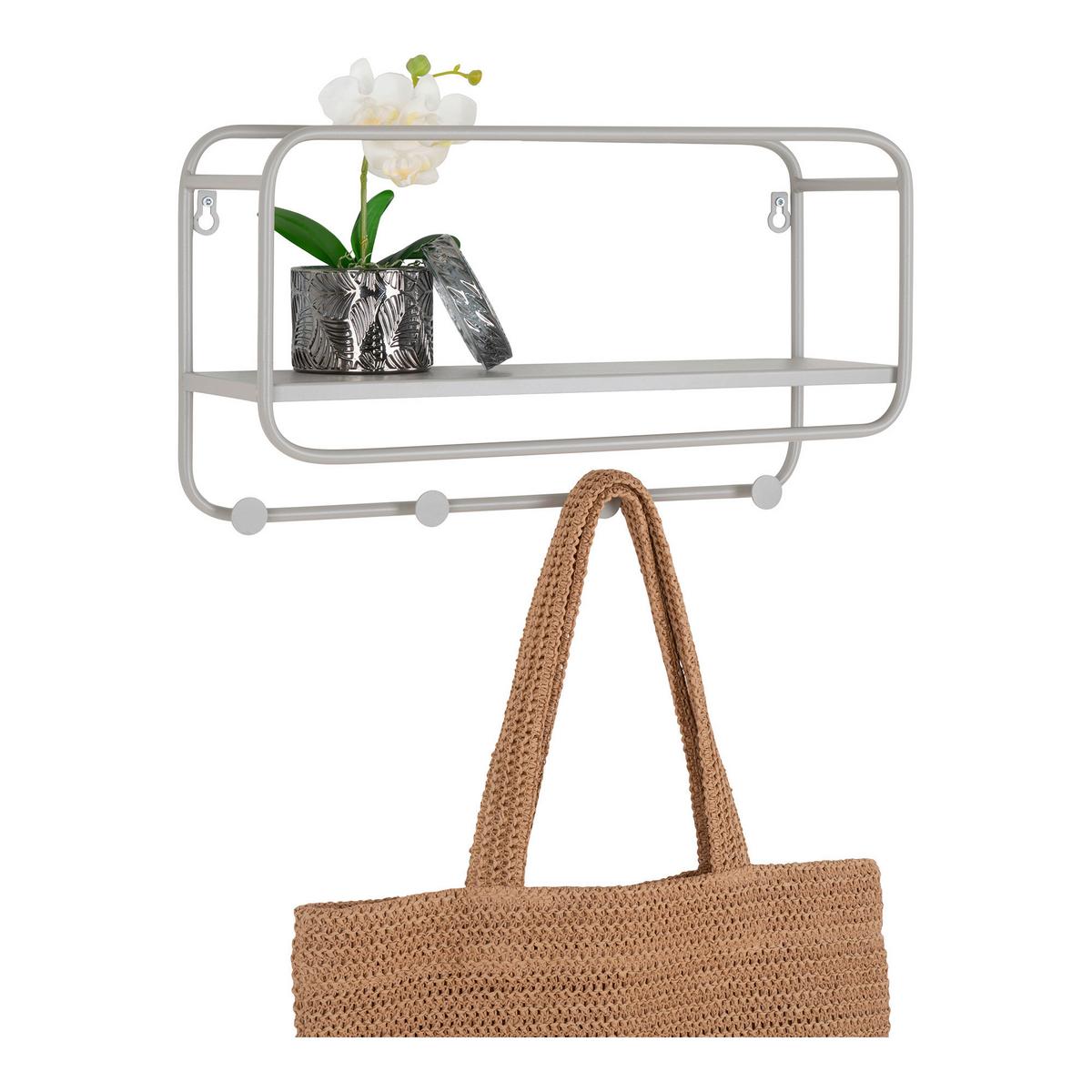 Hutablage Feira Hellgrau - Hellgrau, Basics, Metall (45/25/15cm) - MID.YOU