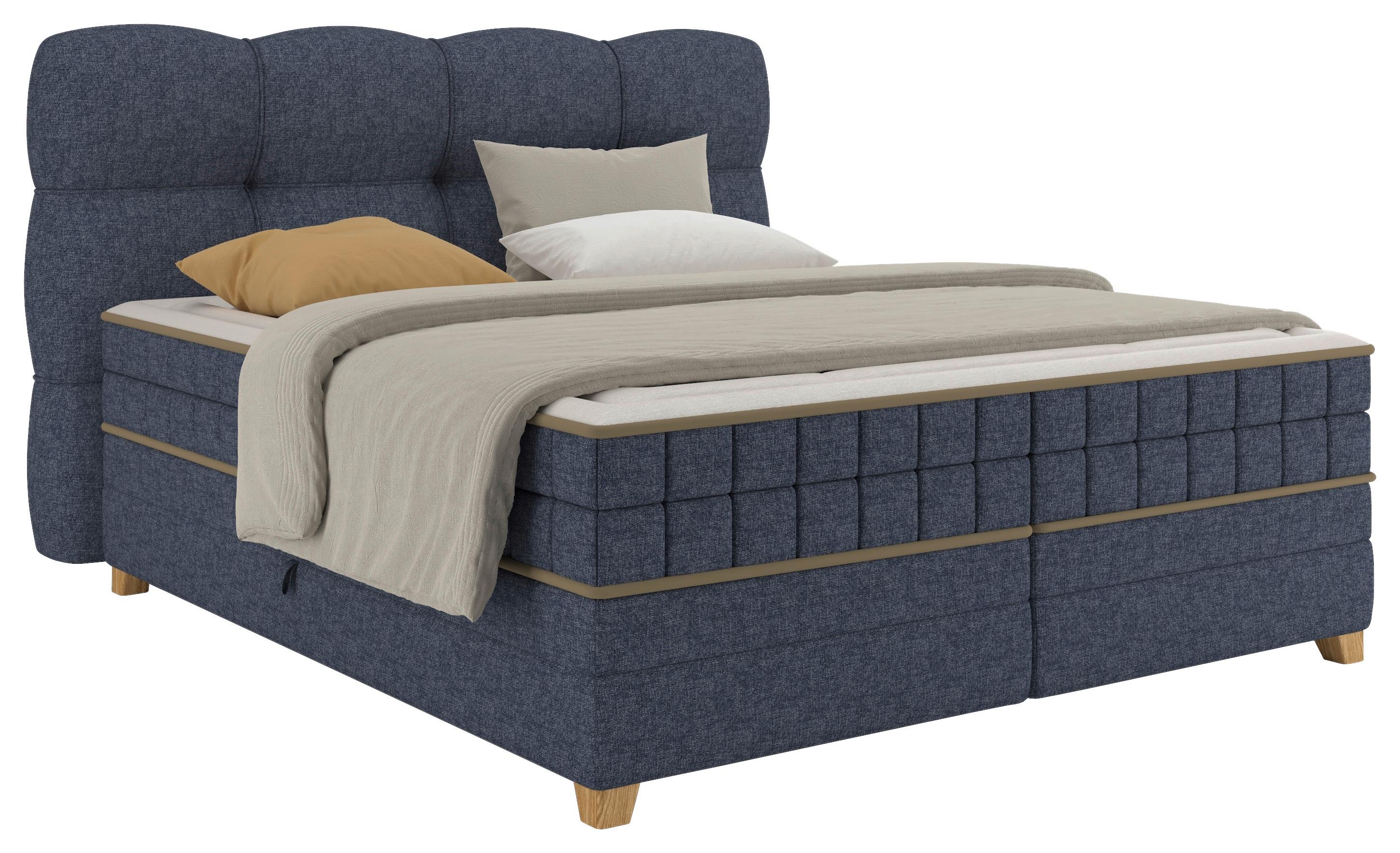 Boxspringbett Bianco Blau ca. 180x200cm - Blau, KONVENTIONELL, Holz/Holzwerkstoff (180/200cm) - Premium Living