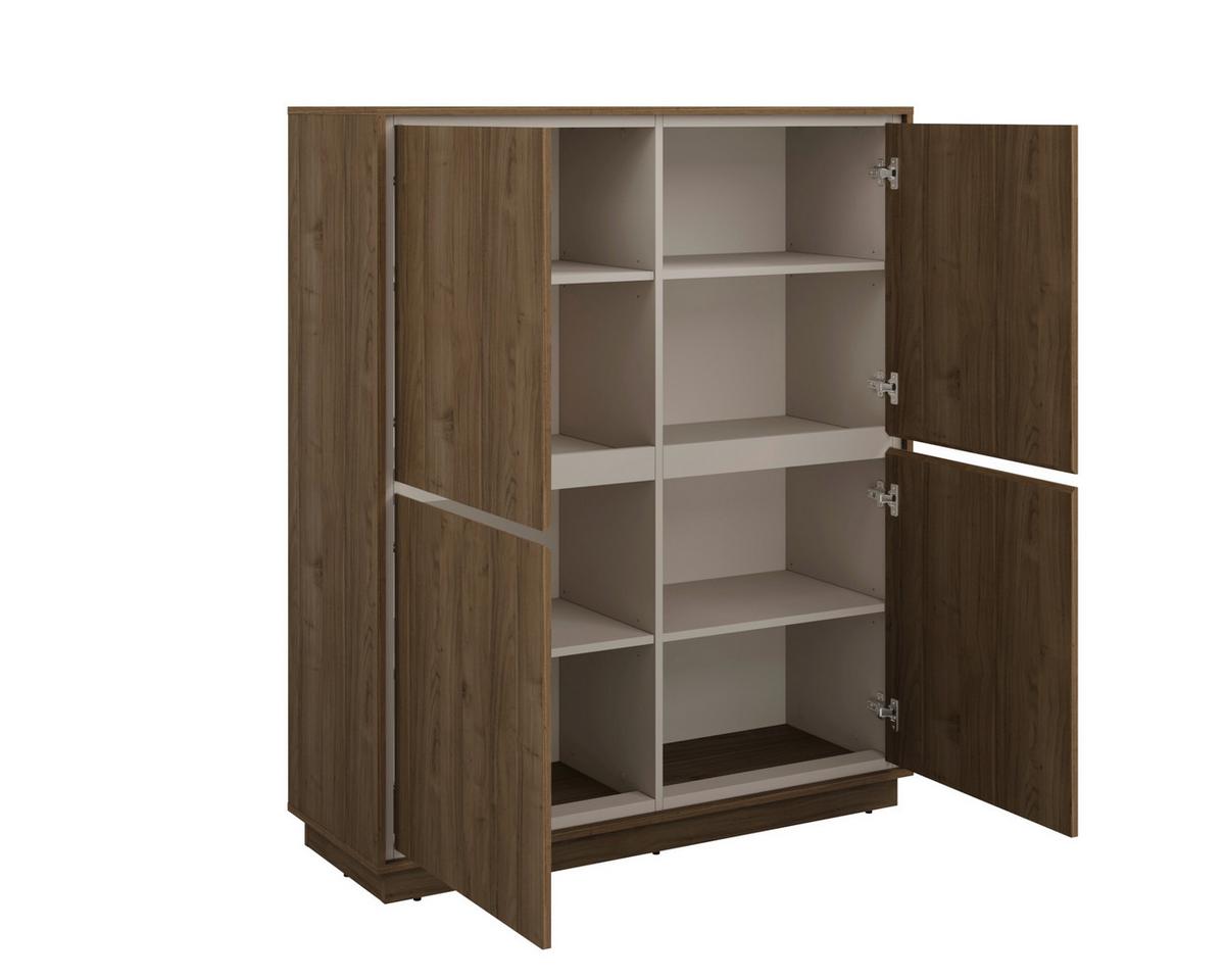Komód Cosme - kasmírszínű/diószínű, Modern, faalapú anyag (113/136/40cm)