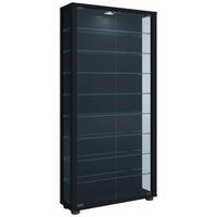 Vitrine Lumo Maxi Schwarz mit LED - Transparent/Schwarz, Design, Glas/Holzwerkstoff (59/113/18cm) - MID.YOU