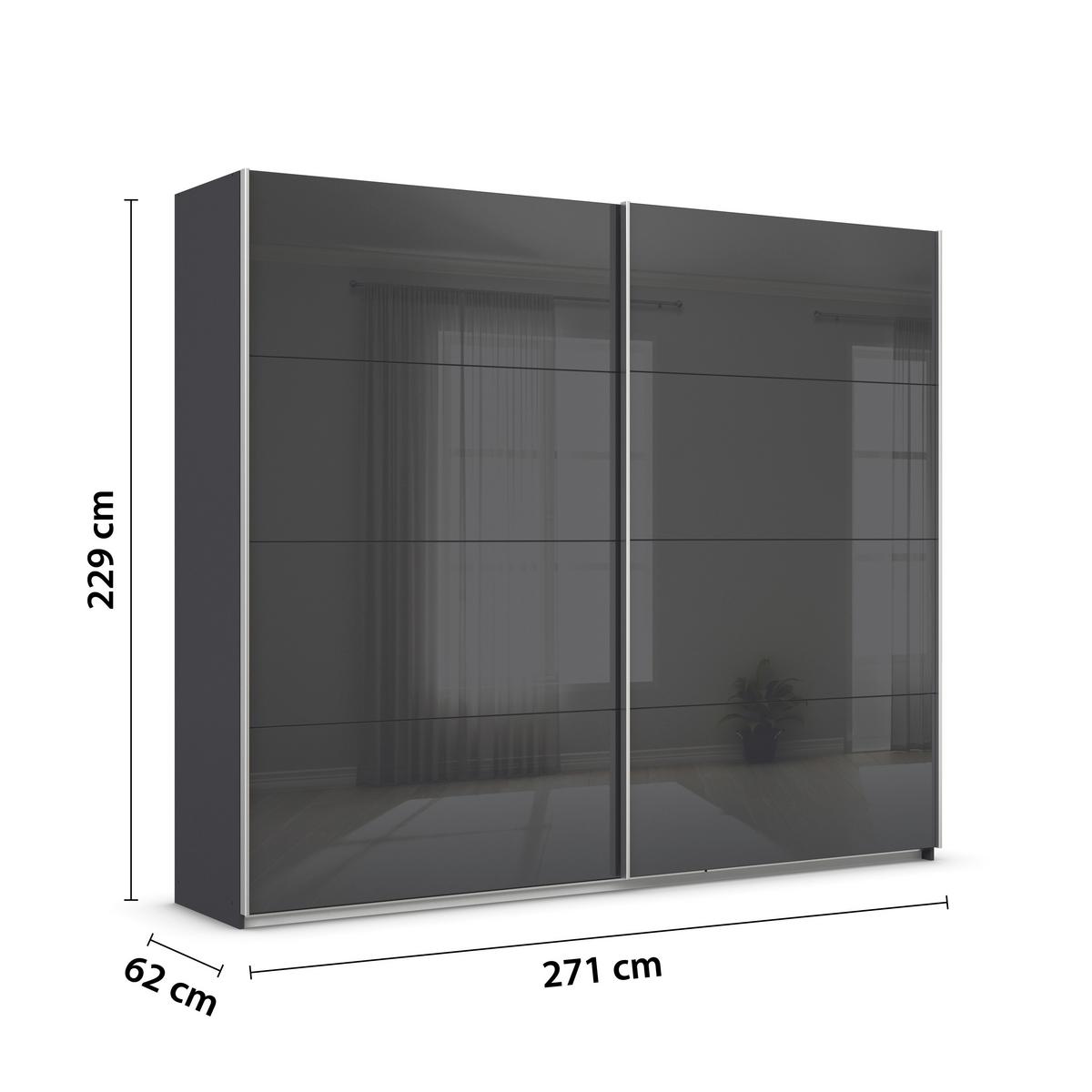 DULAP USI CULISANTE FELDKIRCH - antracit/antracit lucios intens, Modern, sticlă/material pe bază de lemn (271/229/62cm)