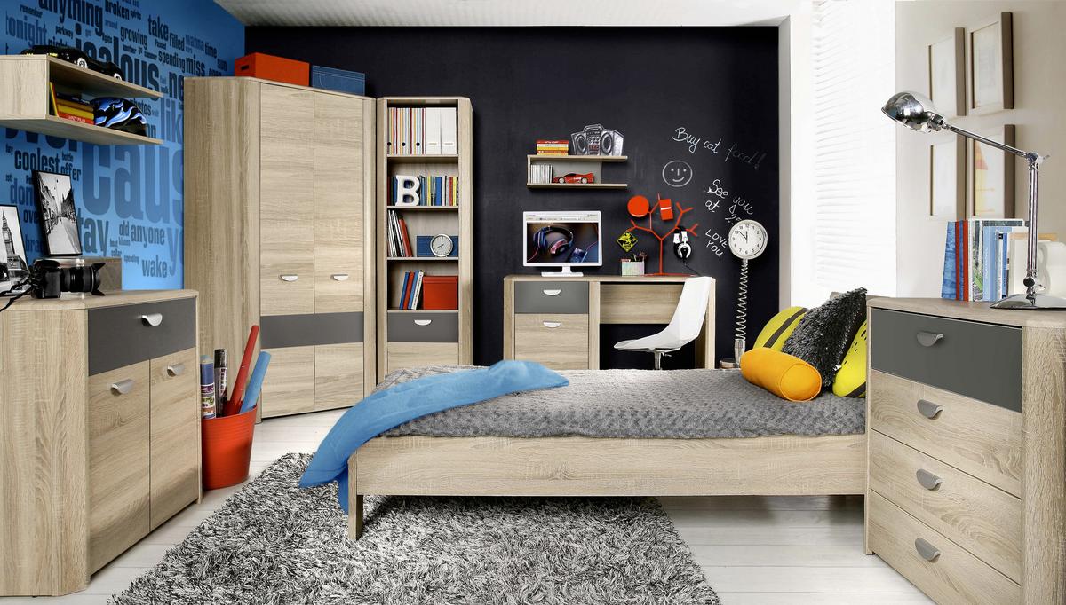 Pisalna Miza Yoop, Barva Hrasta, Antracit - barve hrasta/barve aluminija, Design, leseni material (130/58/74cm) - Carryhome