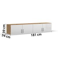 Szekrényrátét Fehér-tölgy Szín Celle - alumíniumszínű/Artisan tölgy, Modern, műanyag/faalapú anyag (181/40/54cm)