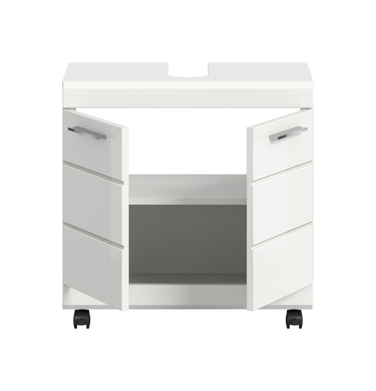 Waschbeckenunterschrank Scout Weiß/Weiß Hochglanz - Weiß Hochglanz/Silberfarben, Trend, Holzwerkstoff/Kunststoff (60/60/34cm) - MID.YOU