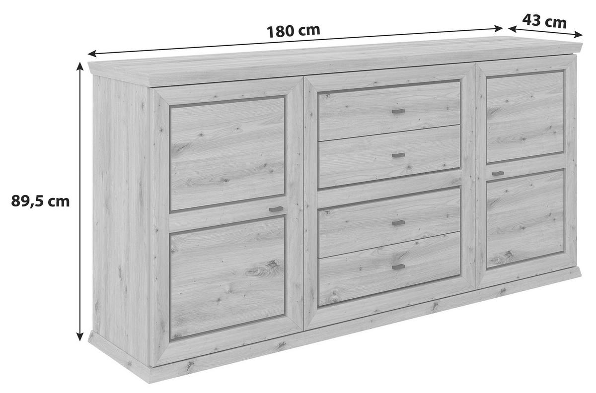 Komoda Harvey, Barva Hrasta Artisan - barve hrasta/antracit, Konvencionalno, kovina/leseni material (180/89,5/43cm)