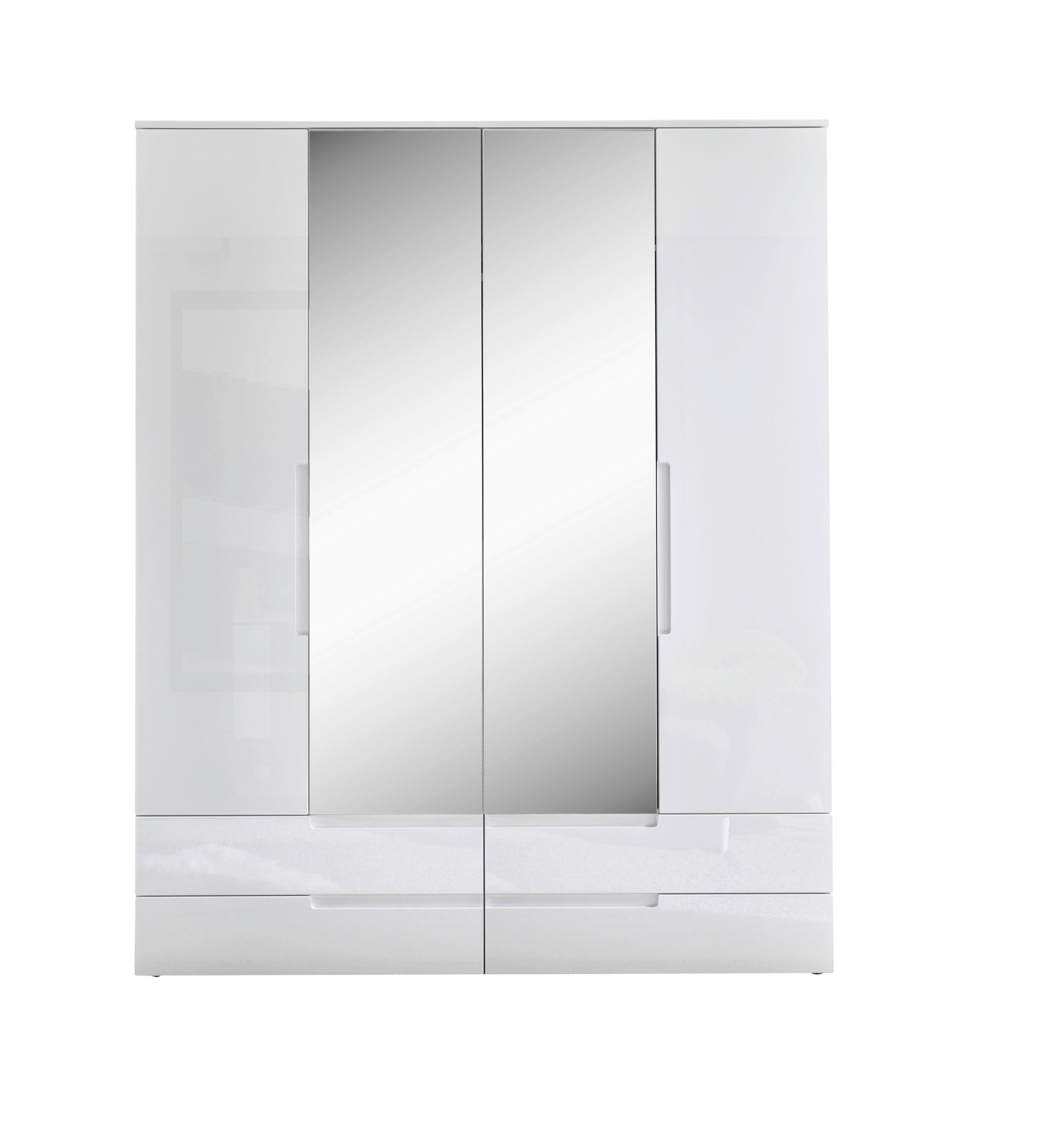 Ormar S Klasičnim Vratima Fun - bijela/bijela visoki sjaj, Konvencionalno, staklo/drvni materijal (160/208/57cm) - Based