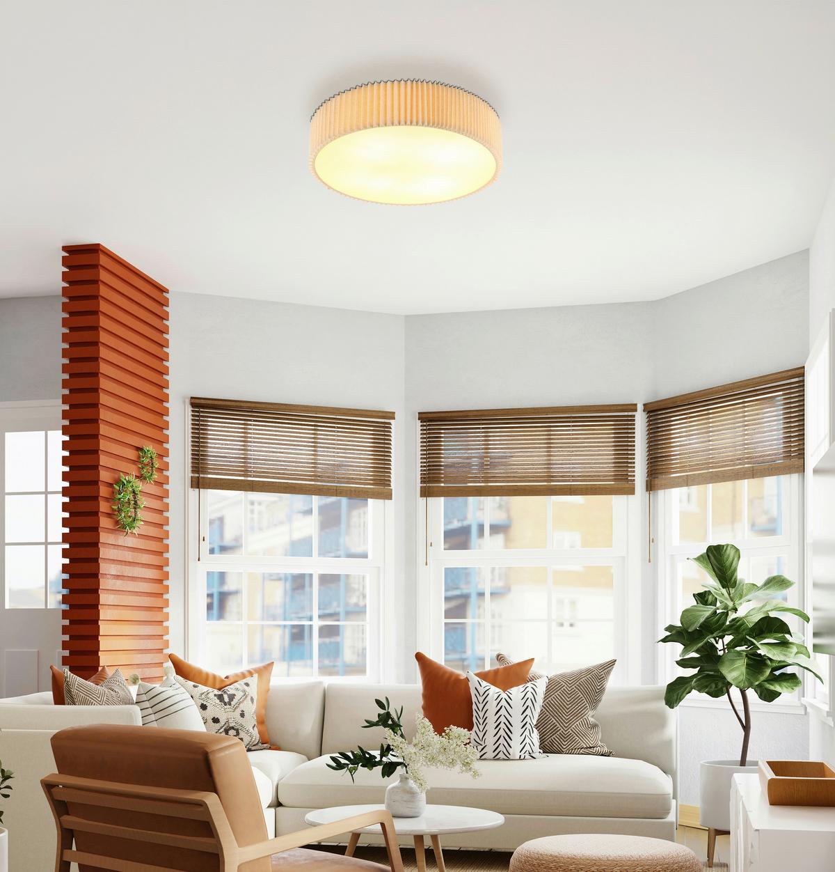 DECKENLEUCHTE 15757D2 PAGE - Weiss/Naturfarben, Basics, Kunststoff/Textil (53/13cm) - Globo