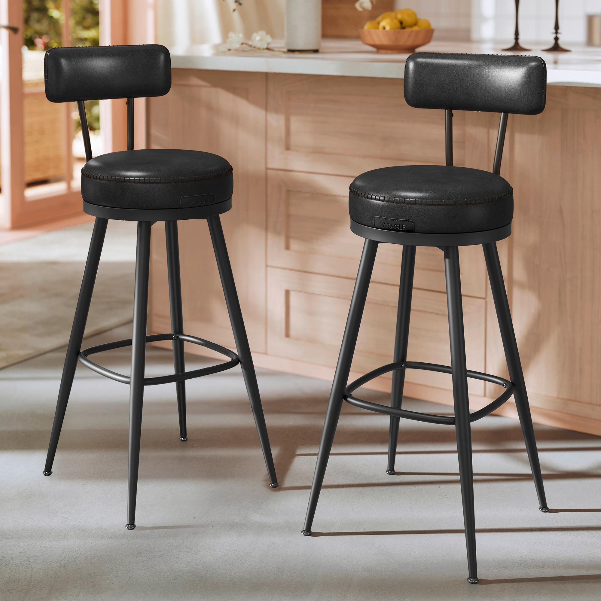BARHOCKER BAR STOOLS - Schwarz, MODERN, Leder/Holzwerkstoff (56cm) - MID.YOU