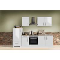 Küchenblock Premium Grau/Weiß B: ca. 270 cn - Weiß Hochglanz/Silberfarben, KONVENTIONELL, Holzwerkstoff/Metall (270cm) - Menke