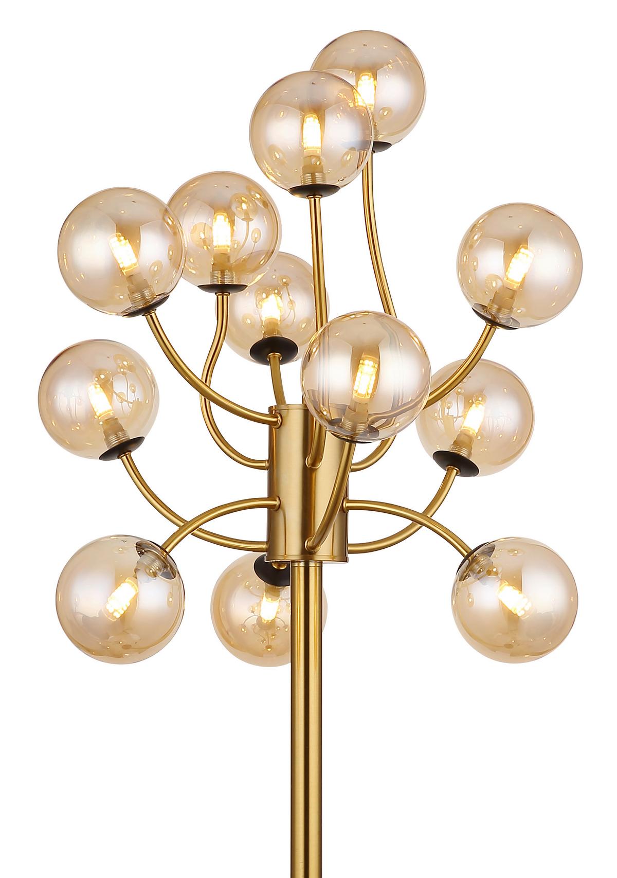 LED-STEHLEUCHTE 56135-12S - Messingfarben/Goldfarben, Design, Glas/Kunststoff (62/200cm) - Globo