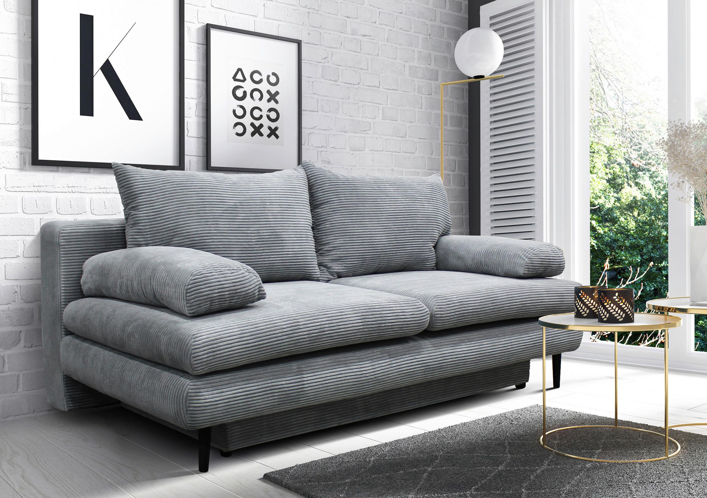 Trosjed Na Razvlačenje Fiore - svijetlo siva/crna, Design, tekstil/drvo (202/85/99cm) - Modern Living