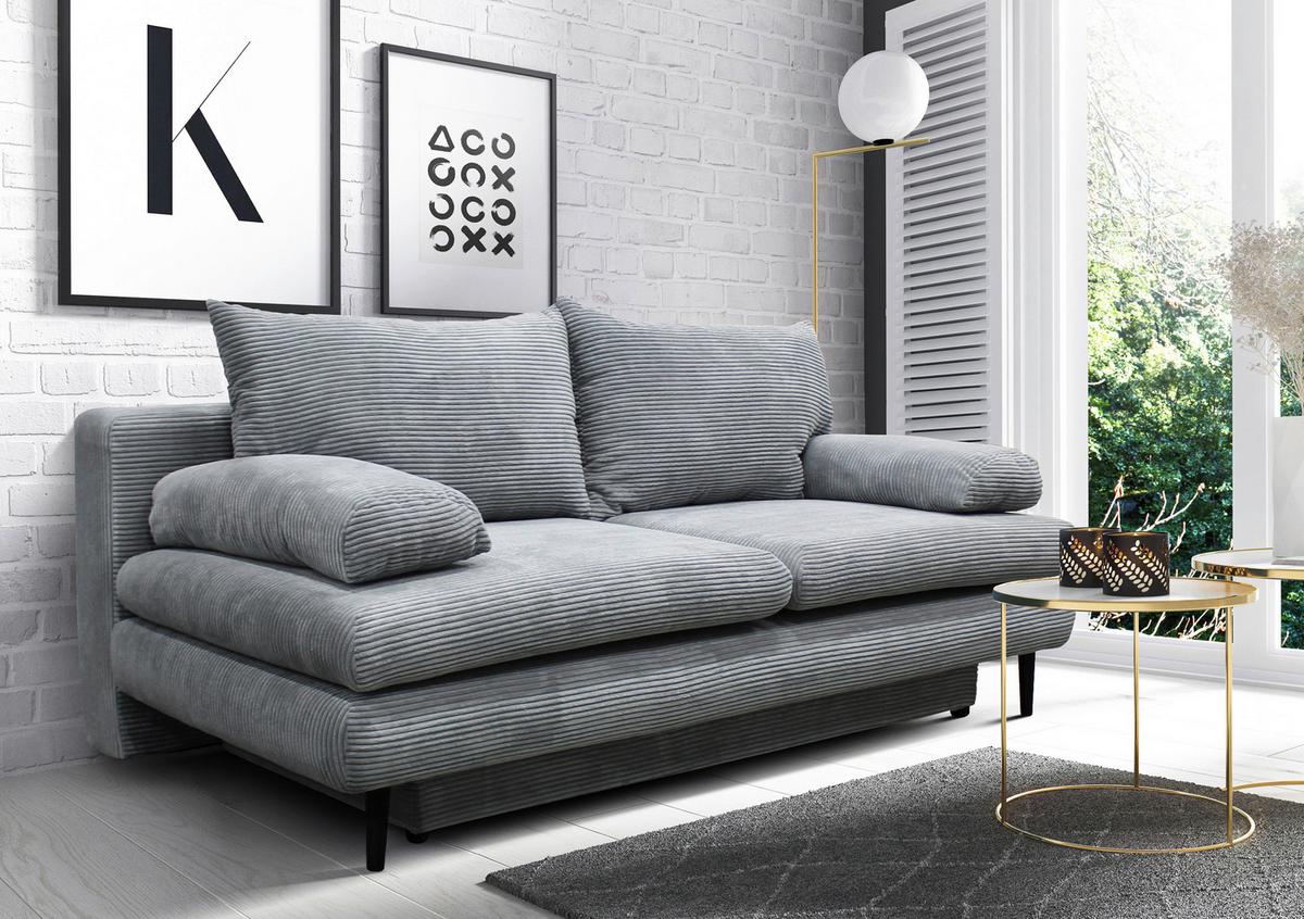 Canapea extensibila FIORE - gri deschis, Design, textil (202/85/99cm) - Modern Living