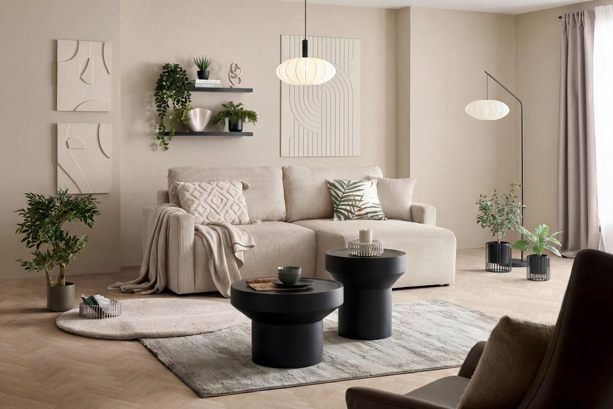 Coltar DAVE -BEST PRICE - crem, Modern, textil (227/146cm) - Best Price