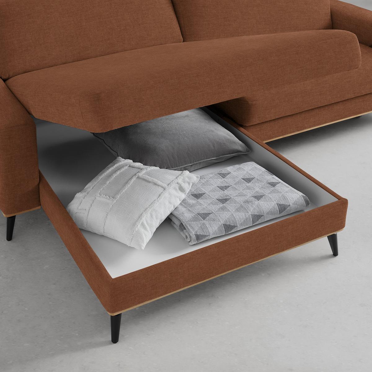 Wohnlandschaft Romeo Rostfarben - Rostfarben/Schwarz, KONVENTIONELL, Holz/Textil (167/87/234cm) - Zandiara