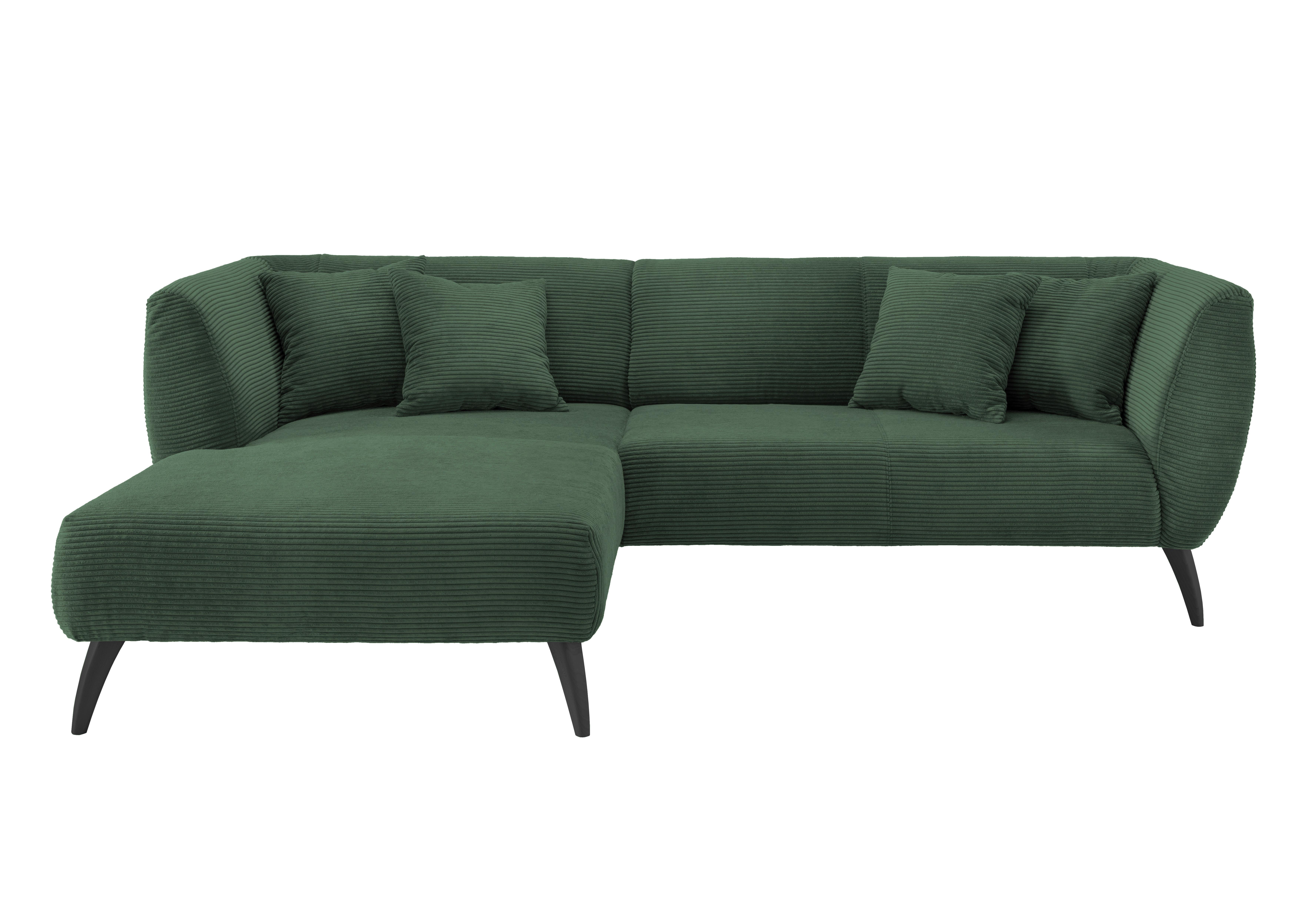 Wohnlandschaft Colori Dunkelgrün Cord - Dunkelgrün/Schwarz, MODERN, Holz/Textil (160/264cm) - MID.YOU