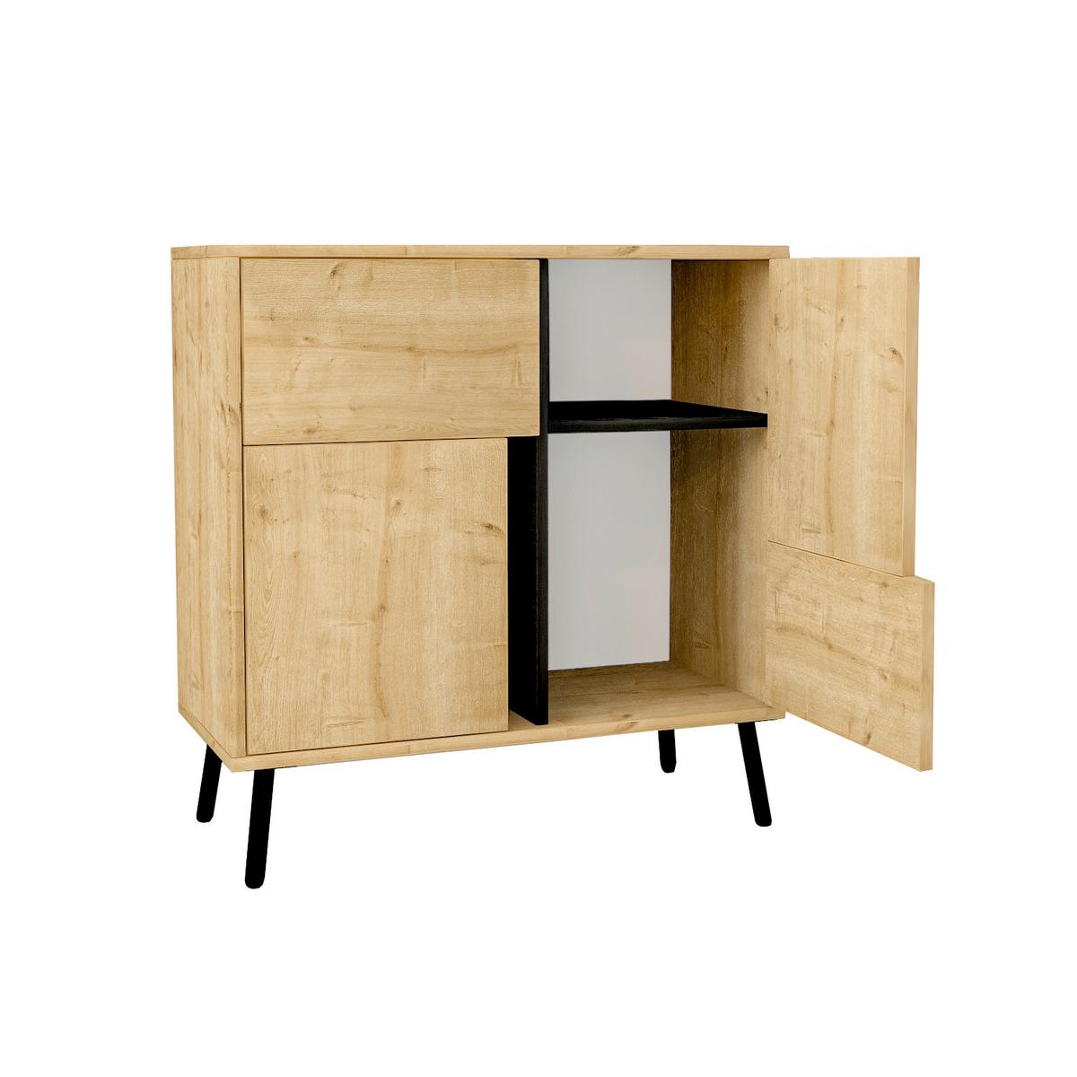 Kommode Darian Schrank - Eichefarben/Schwarz, Design, Holz/Metall (35/79/76,5cm) - Livetastic