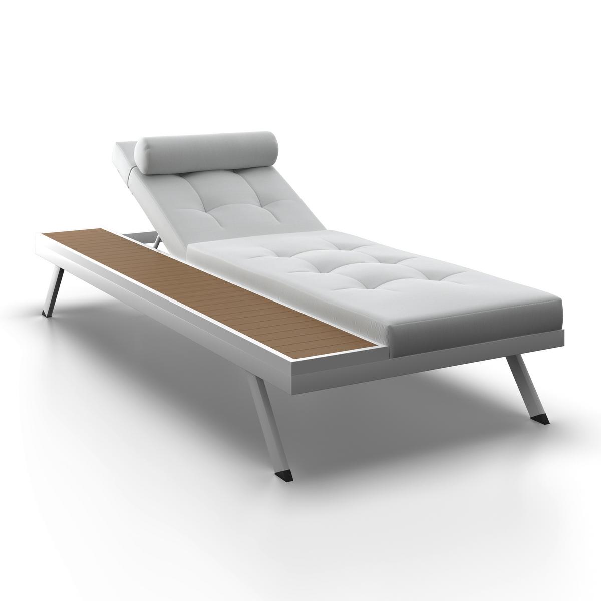 Gartenliege Avolina Steingrau Outdoorstoff/Metall +Abdeckung - Hellgrau/Weiß, MODERN, Kunststoff/Textil (199/30/86cm) - Bessagi Garden