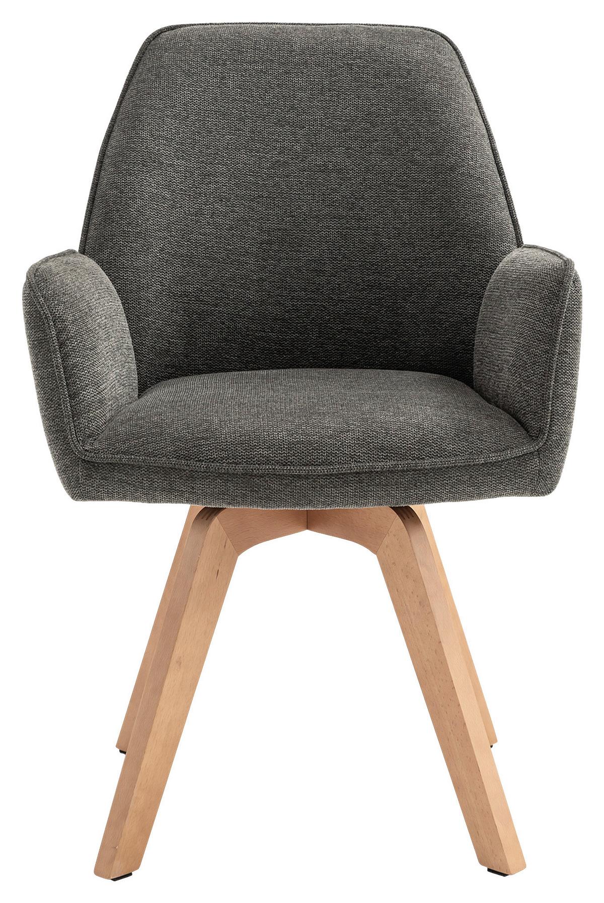 STUHL-SET TONY - Anthrazit/Buchefarben, MODERN, Holz/Textil (57/89/61cm) - MID.YOU