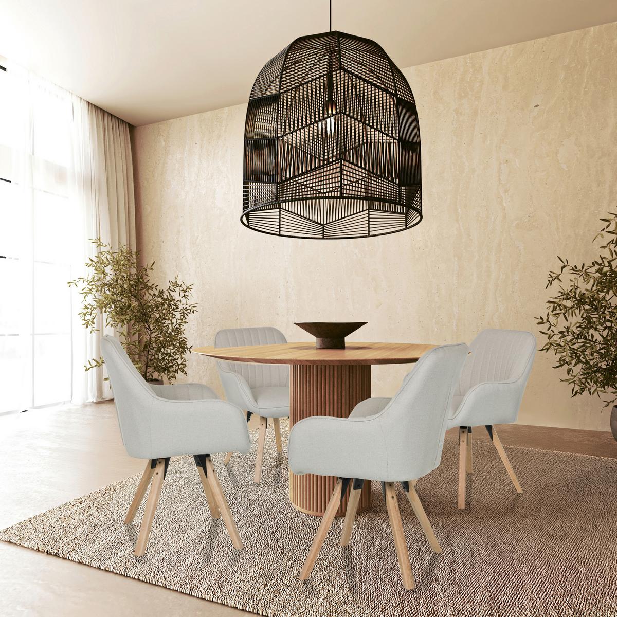Naslanjač Scandi Soft, Krem Barva - krem barve/barve bukve, Moderno, tekstil/les (56/84/62cm) - MID.YOU
