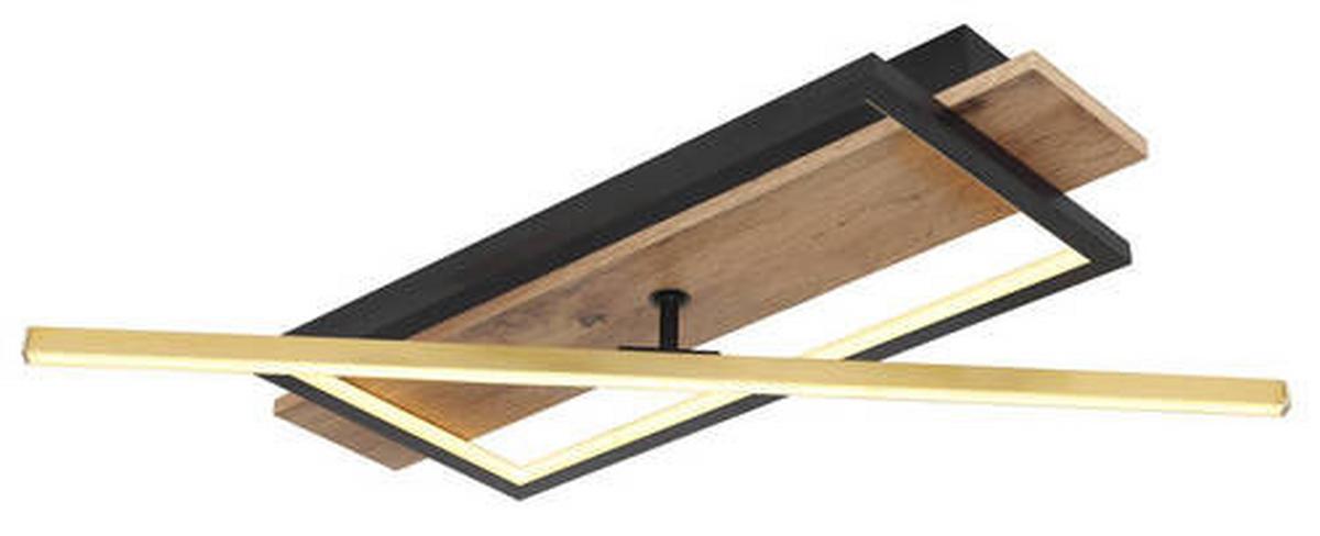 LED-DECKENLEUCHTE 67296D - Dunkelbraun/Messingfarben, Design, Holzwerkstoff/Kunststoff (60,5/20/9cm) - Globo