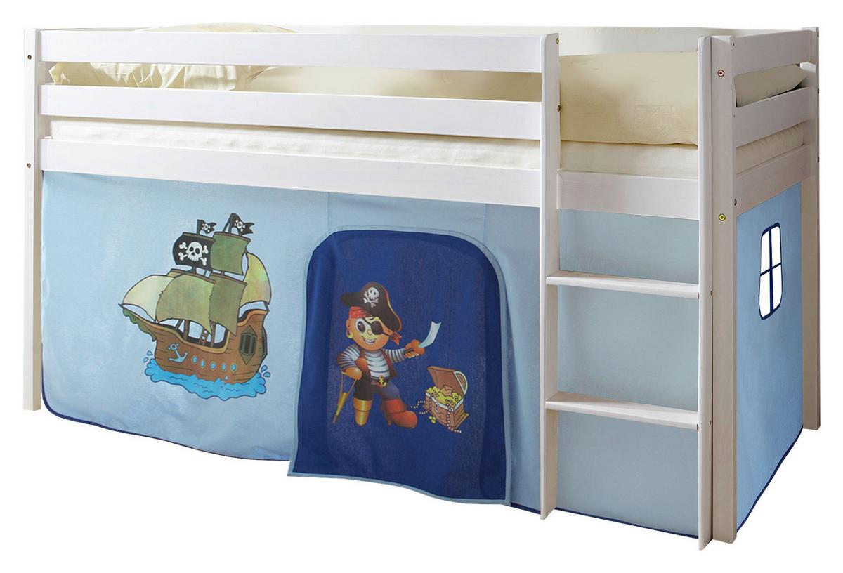 Spielbett Holz Malte ca. 90x200 cm Blau/Weiß - Weiß/Dunkelblau, Natur, Holz (90/200cm) - MID.YOU