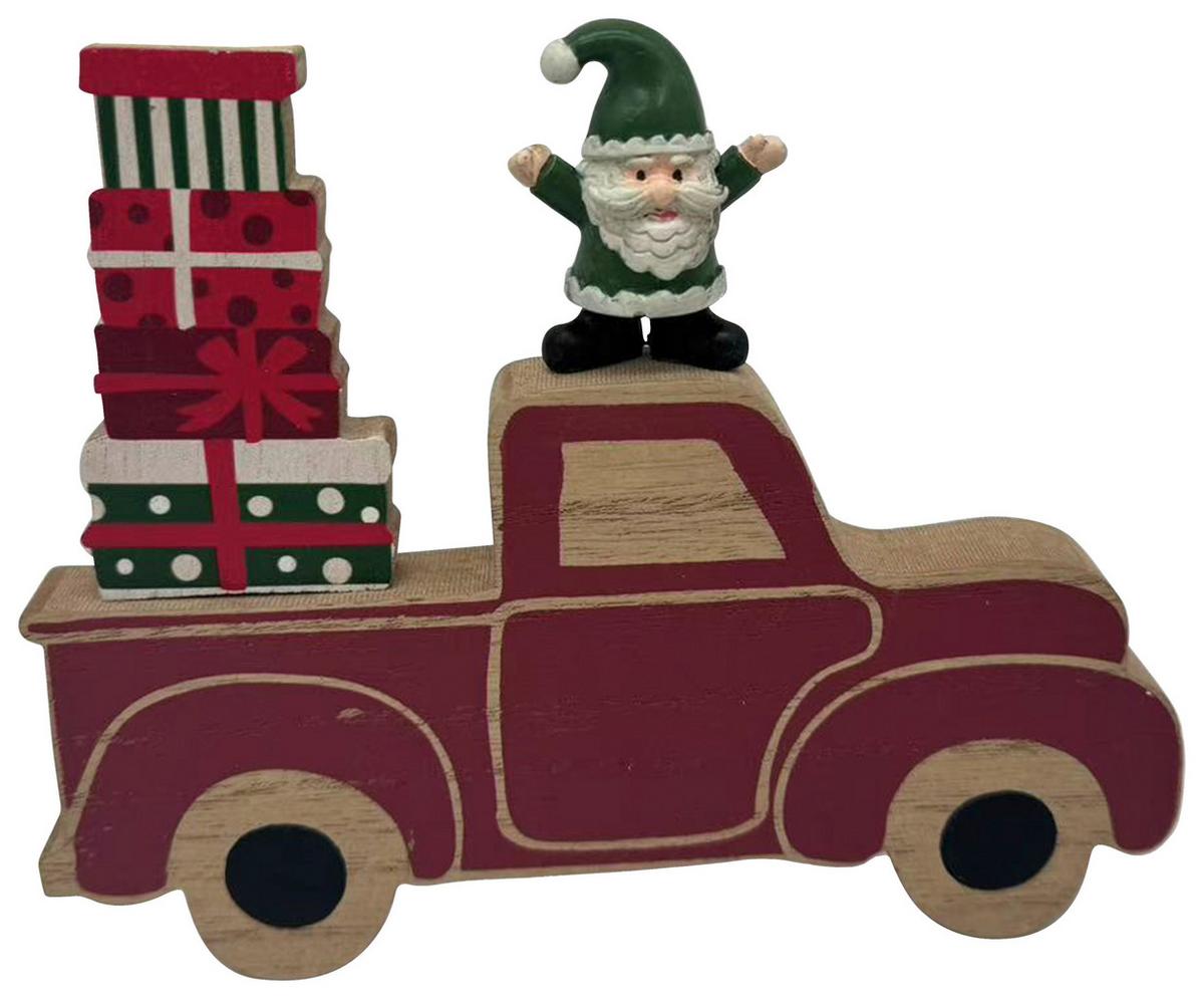 Dekowagen Santa Grün/Rot/Naturfarben - Rot/Naturfarben, KONVENTIONELL, Holzwerkstoff/Kunststoff (16/13/1,5cm) - Mömax