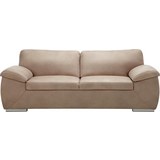 Dreisitzer-Sofa Sandfarben - Sandfarben/Chromfarben, KONVENTIONELL, Holz/Textil (220/84/91cm) - Modern Living
