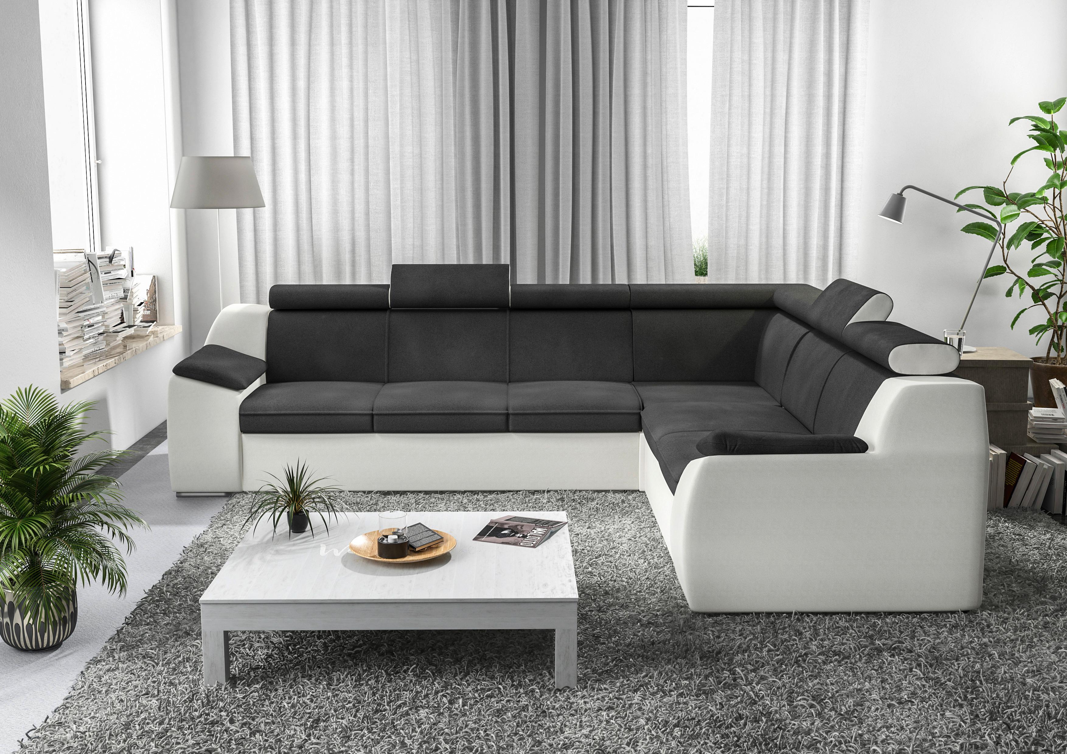 Sedežna Garnitura Morgan, Z Ležiščem In S Predalom - barve nerjavečega jekla/temno siva, Moderno, kovina (310/245cm) - Mömax