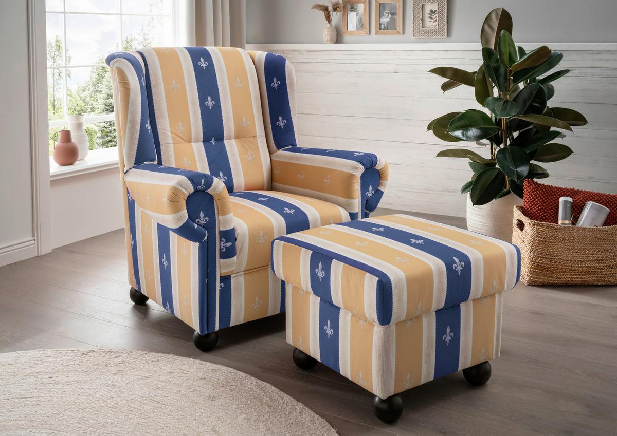Sesselset Torello Blau Mikrofaser - Blau, KONVENTIONELL, Holz/Textil (92/102/145cm) - Livetastic