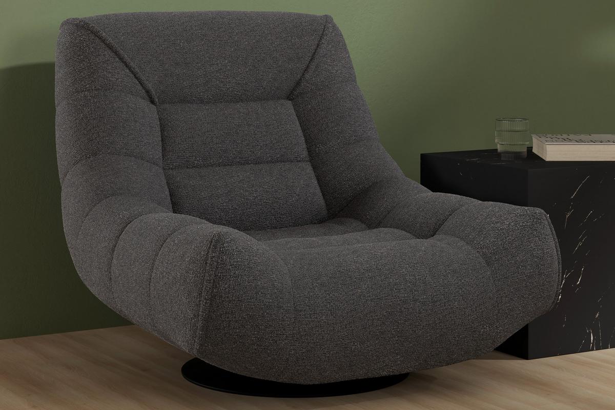 Sessel Lorena Bouclé Schwarz - Schwarz, MODERN, Textil/Metall (101/83/95cm) - Bessagi Home