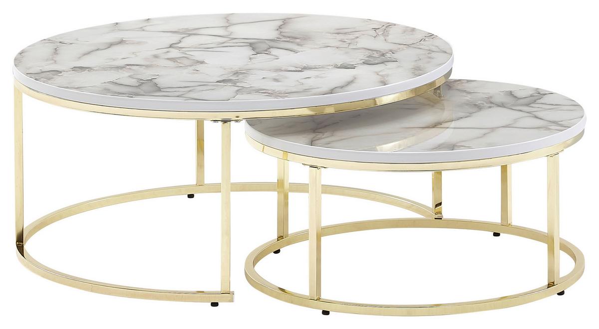 Set Mizic Wl6.508 - zlate barve/bela, Moderno, kovina/leseni material (80/80/36cm) - MID.YOU