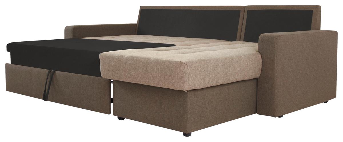 Sedežna Garnitura Atlanta, Z Ležiščem - črna/rjava, Moderno, tekstil (230/160cm) - Modern Living