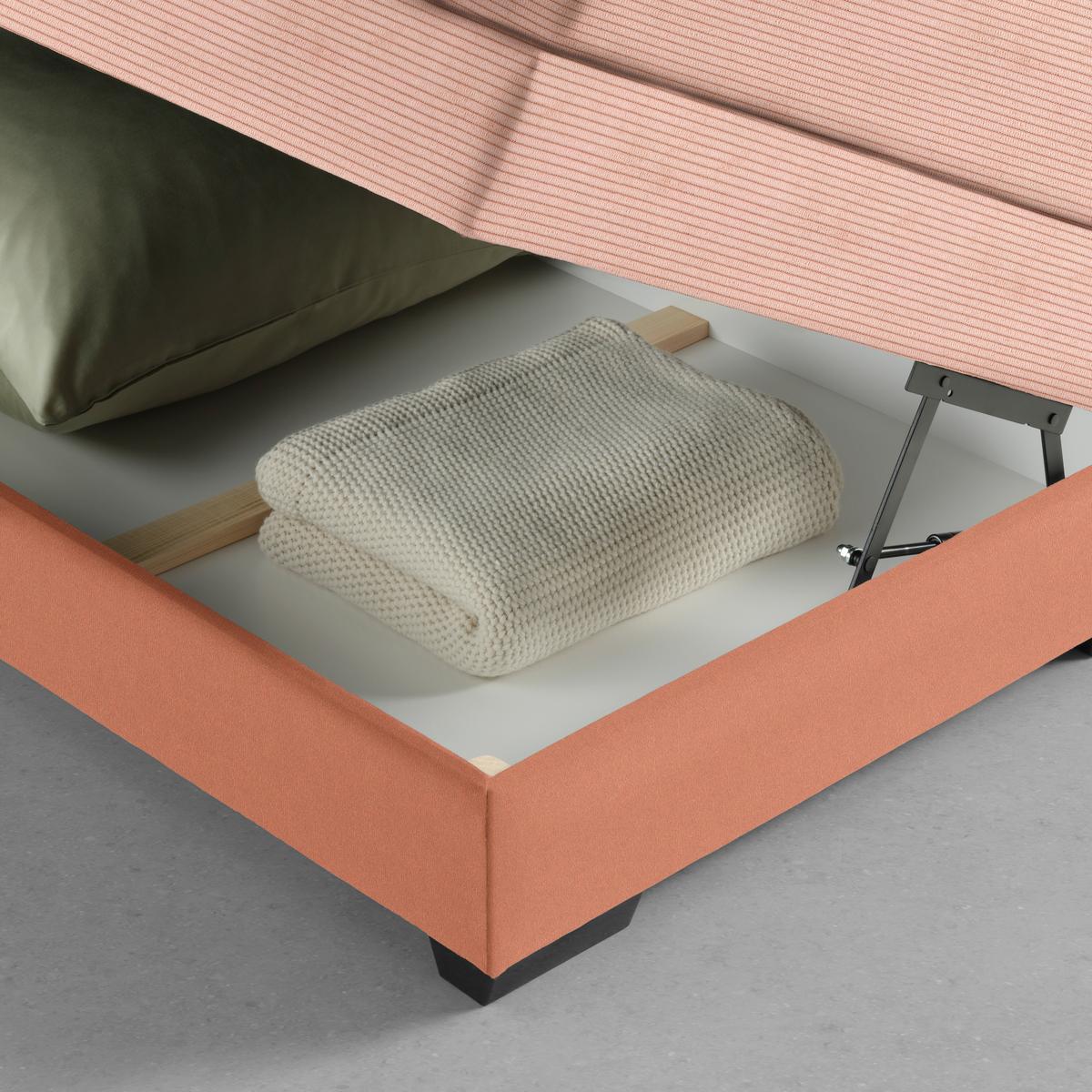 Boxspringbett Sevilla Koralle ca. 140x200cm - Koralle/Schwarz, KONVENTIONELL, Holz/Kunststoff (140/200cm) - Premium Living