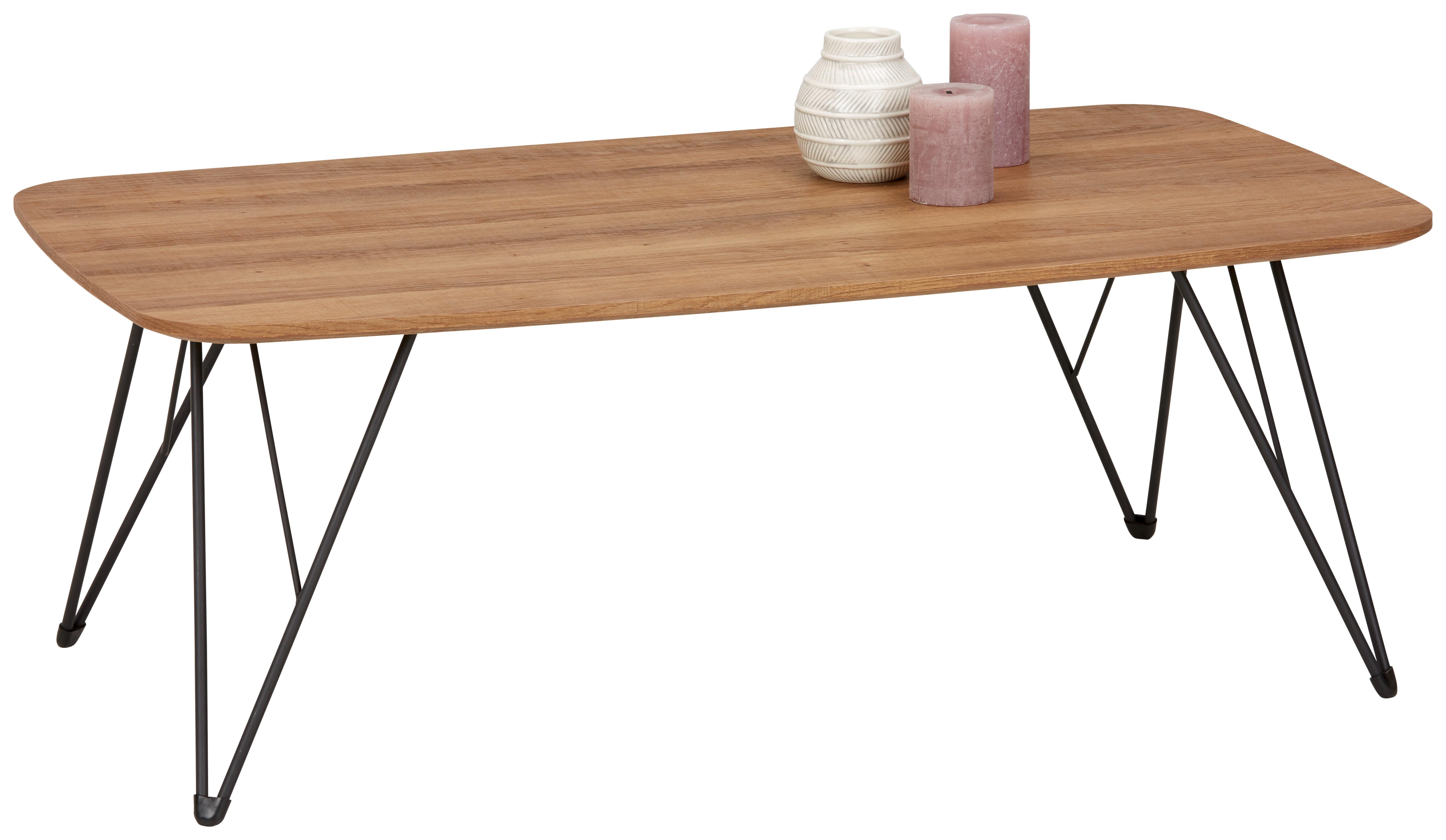 SOFFBORD MELVIN - svart/ekfärgad, Modern, metall/trämaterial (110/40/60cm) - Mömax