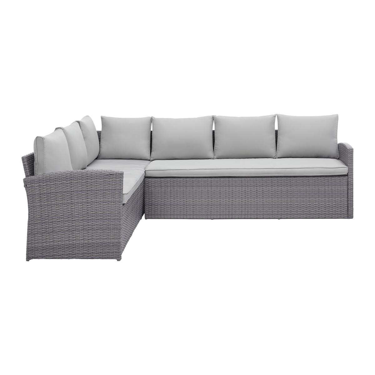 Loungegarnitur-Set Marrakesch 1 Grau aus Kunststoffgeflecht - Hellgrau/Schwarz, Modern, Glas/Kunststoff (181/70/240cm) - Mömax