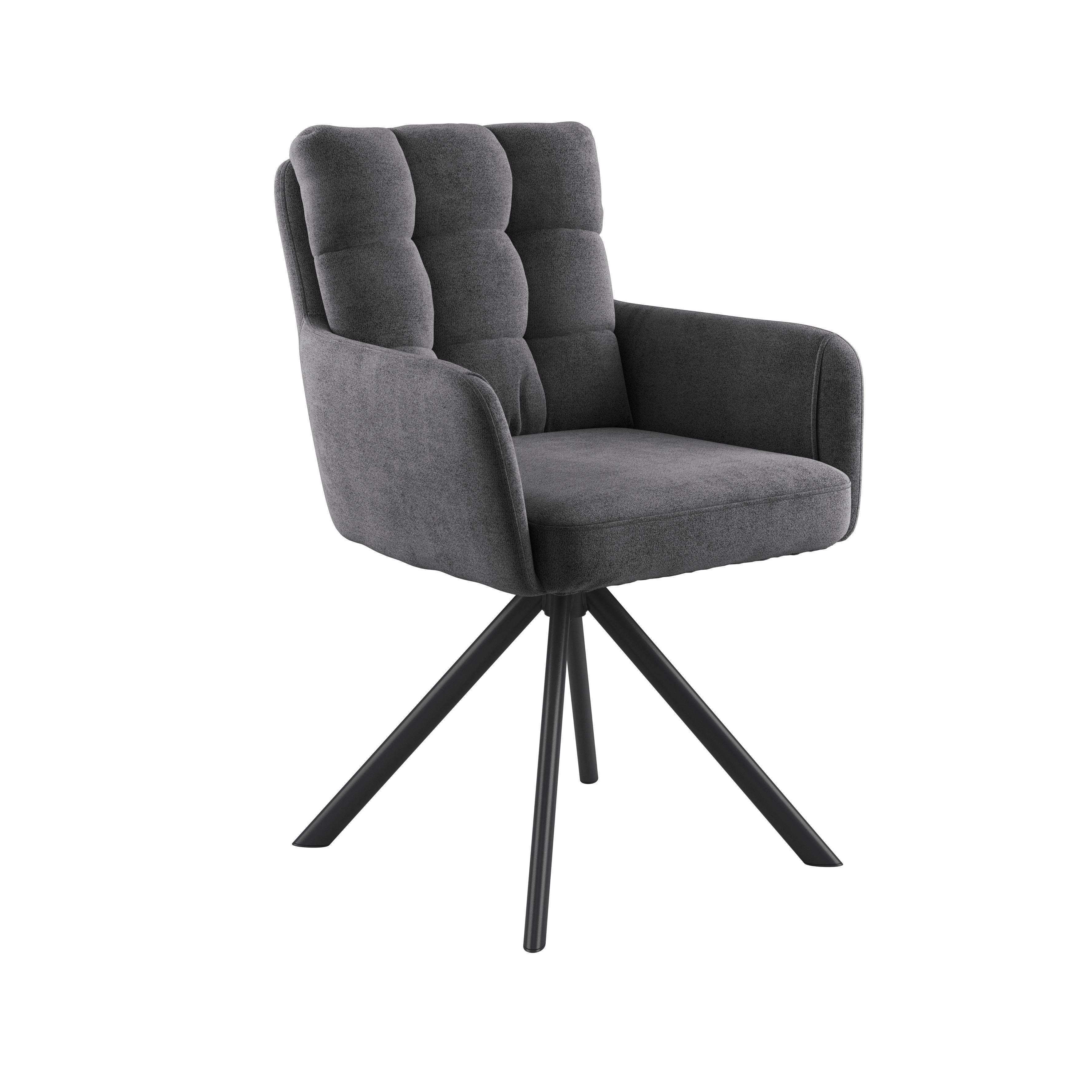 Naslanjač Susan, Črna, Vrtljiv - temno siva/črna, Konvencionalno, kovina/tekstil (59/90/66cm)