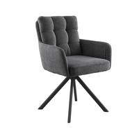 Naslanjač Susan, Črna, Vrtljiv - temno siva/črna, Konvencionalno, kovina/tekstil (59/90/66cm)