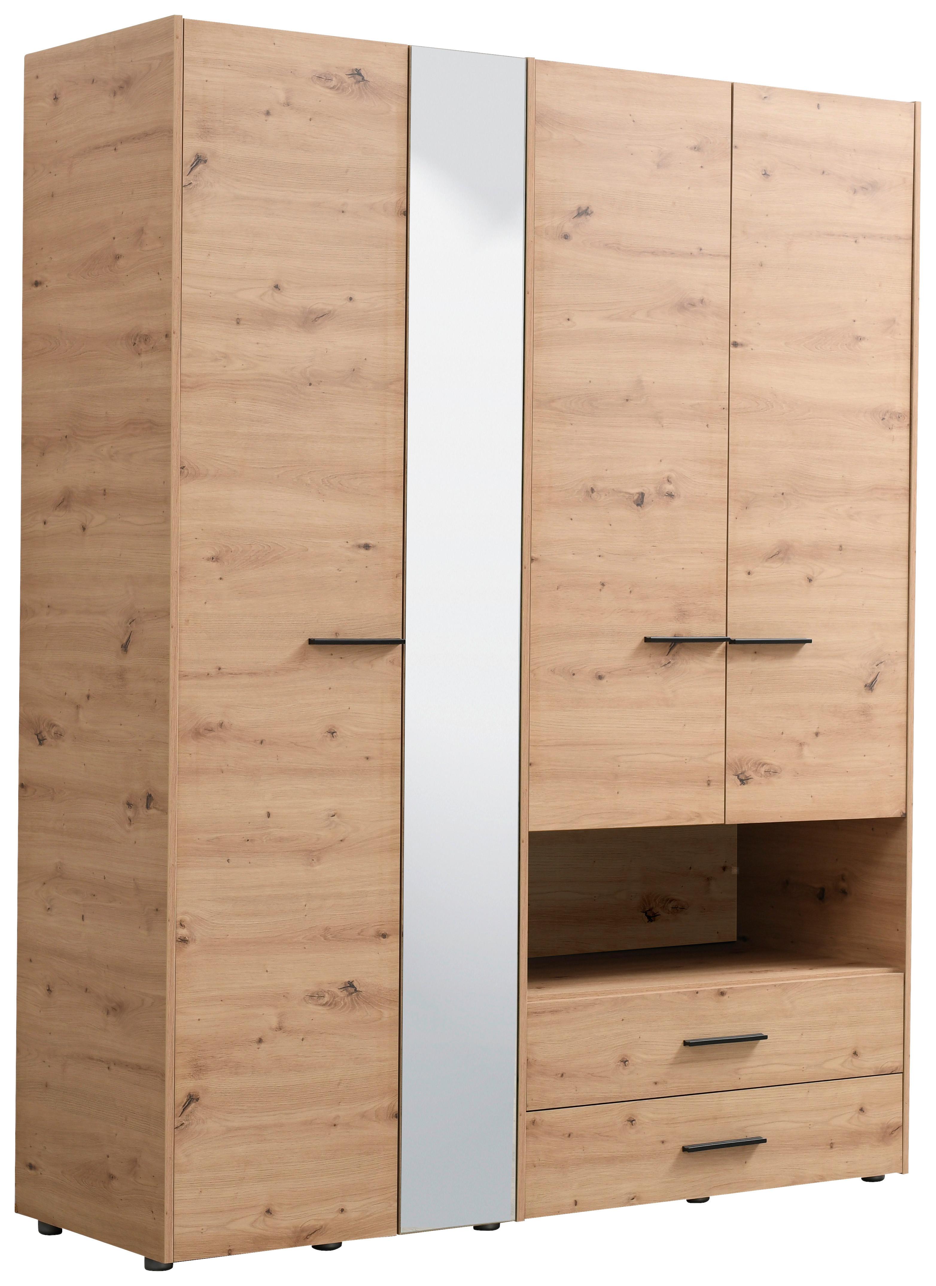 GARDEROB LEON - svart/ek Artisan, Klassisk, trämaterial/plast (161/205,5/54cm) - Mömax