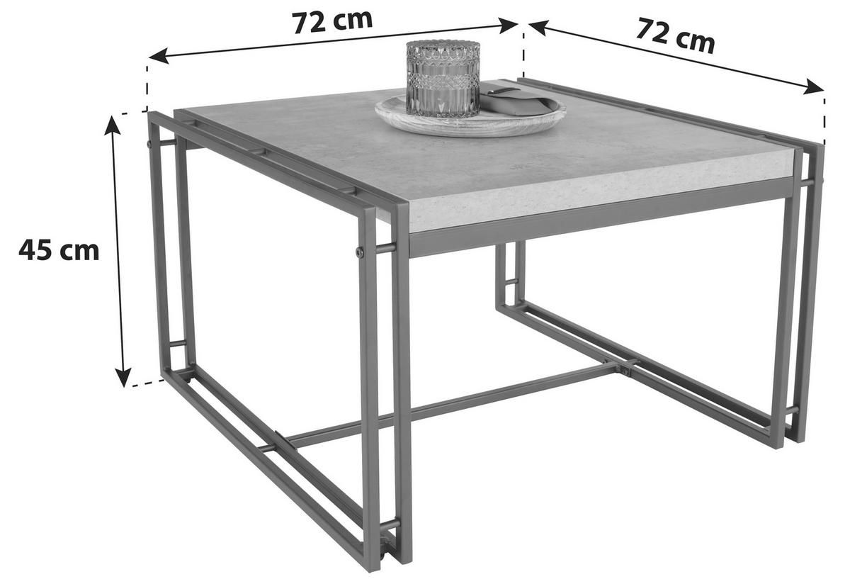 Klubska Miza Bistro, Siva, Črna - siva/črna, Moderno, kovina/umetna masa (72/45/72cm)