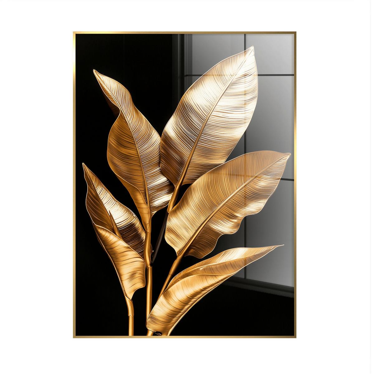 Glasbild Schwarz/Goldfarben ca.80x120cm - Goldfarben/Schwarz, Basics, Glas/Holz (80/120cm)