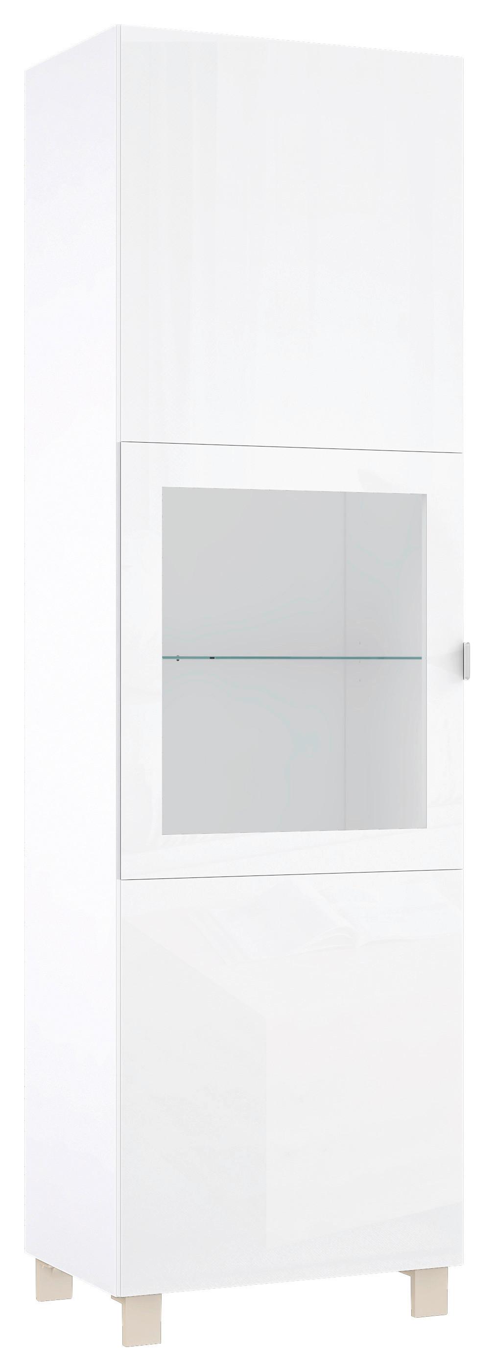 Vitrina Poole, Bela - barve nerjavečega jekla/barve šampanjca, Design, kovina/umetna masa (60/203,5/41,5cm) - Hom`in