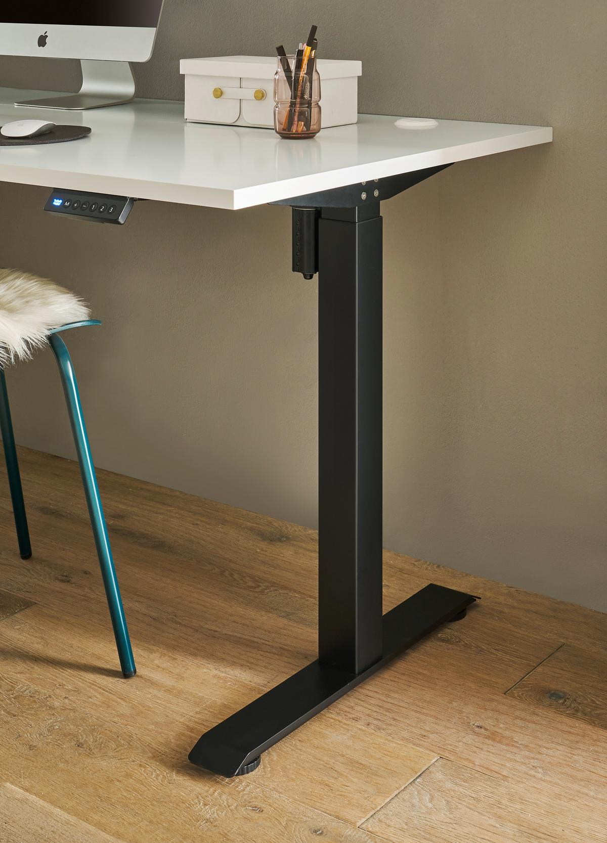 Schreibtisch Toni in Weiß - Schwarz/Weiß, KONVENTIONELL, Holzwerkstoff/Metall (160/77/74-117cm) - Mömax