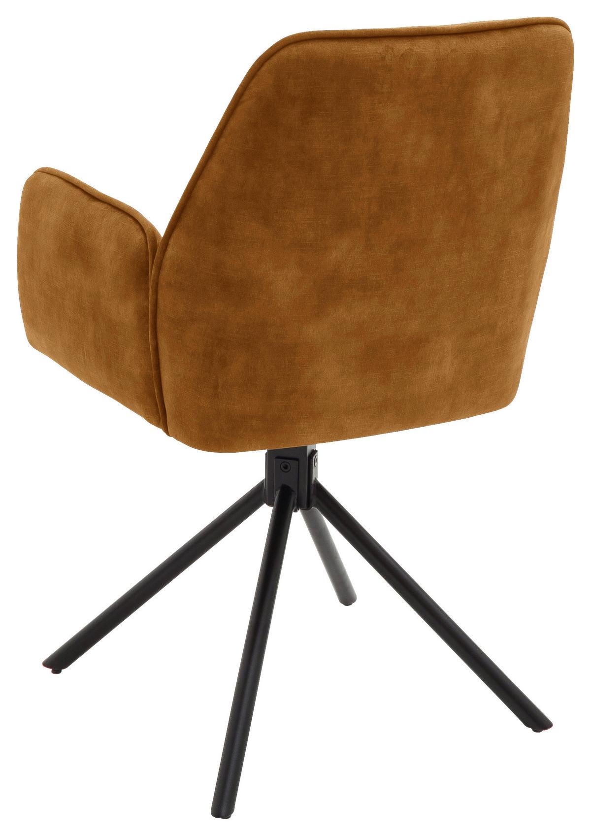 Armlehnstuhl Ottawa Currygelb - Currygelb/Schwarz, Modern, Textil/Metall (60/89/64cm) - Premium Living