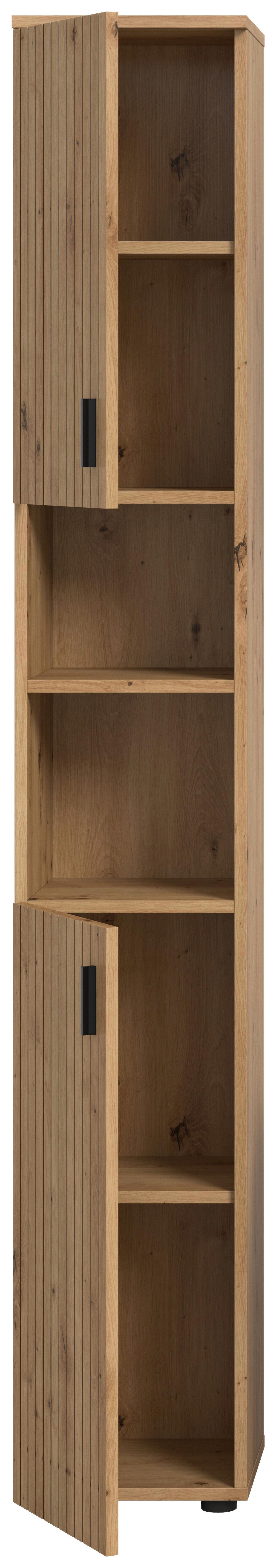 Visoka Omara Mone, Barva Hrasta - črna/hrast artisan, Basics, umetna masa/leseni material (30/192/30cm) - MID.YOU