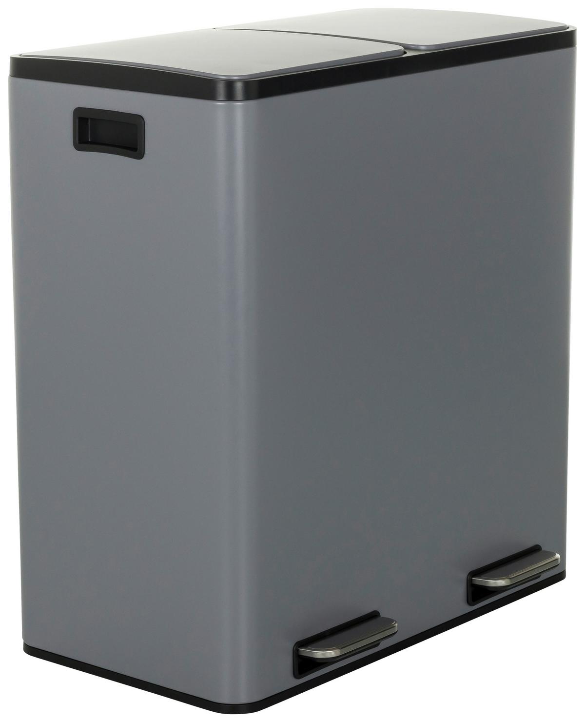 Abfallsammler Clean Grau ca. 58,5x62x32cm - Schwarz/Grau, MODERN, Kunststoff/Metall (58,5/62/32cm) - MID.YOU