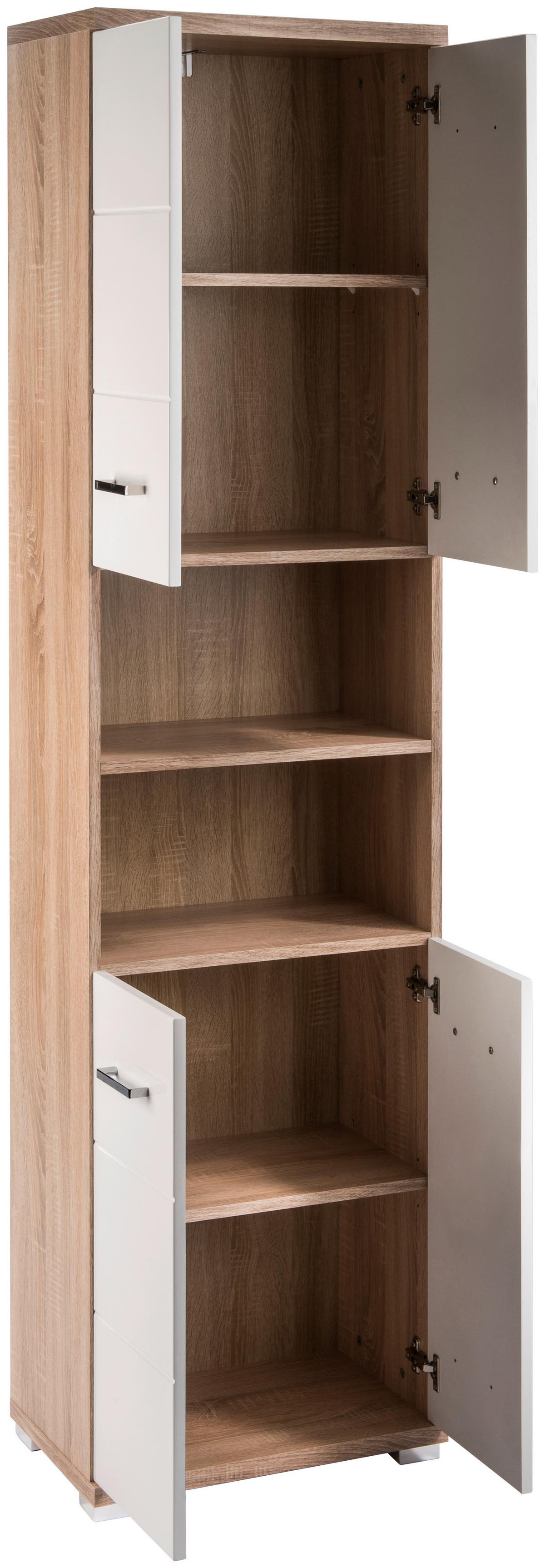 HOCHSCHRANK Nebraska06 B: 50 cm Weiß - Chromfarben/Weiß Hochglanz, MODERN, Holzwerkstoff/Kunststoff (50/192/31cm) - MID.YOU