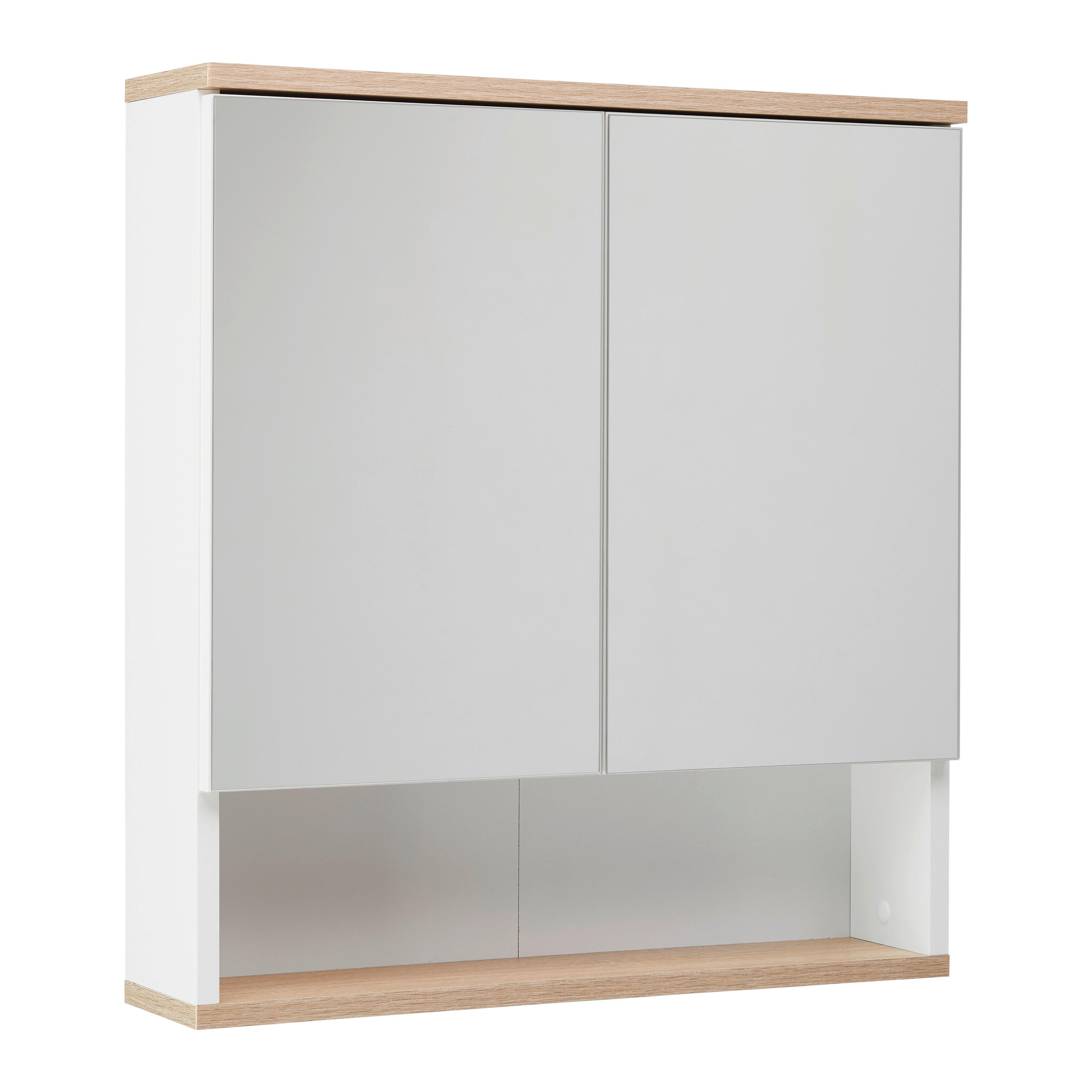 Spiegelschrank Yasmin ca. 60x65 cm Weiß - Weiß, Basics, Glas/Holzwerkstoff (60/65/13,9cm) - MID.YOU