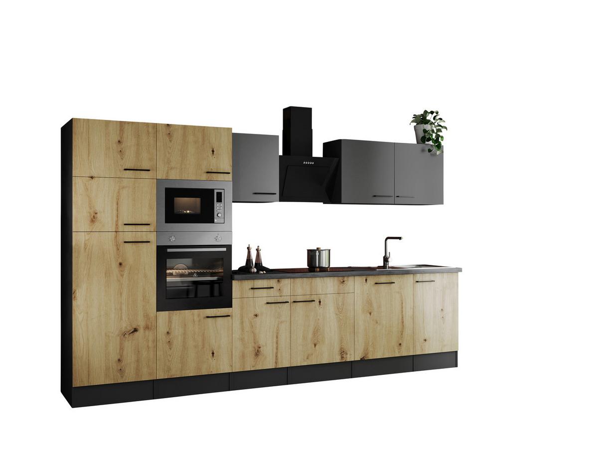 Kuhinjski Blok Z Aparati Oliver, 340cm - siva/črna, Design, kovina/leseni material (340cm) - Respekta